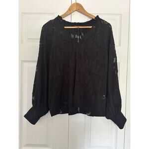 Women’s Caballero Black Blouse Floral Sheer Size Medium